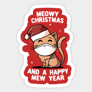 Meowy Cat Christmas and Happy Cat Year Cute Cat Gift Sticker